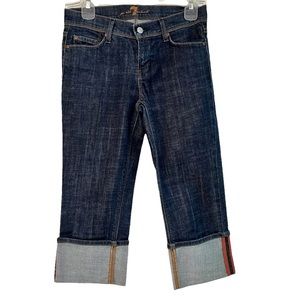 7 For All Mankind Mia Cuffed Denim Capri Crop Pants Jeans, 26